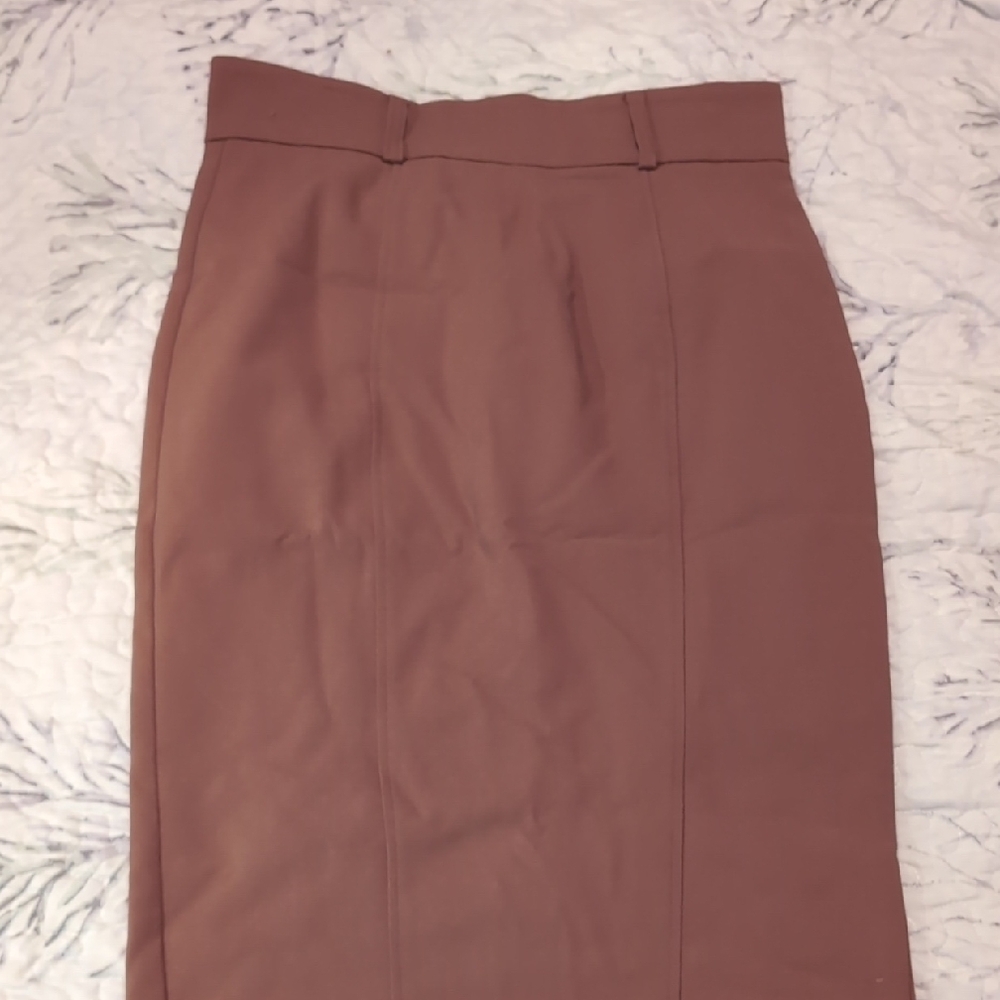 New York & Company Pink Knee-Length Pencil Skirt